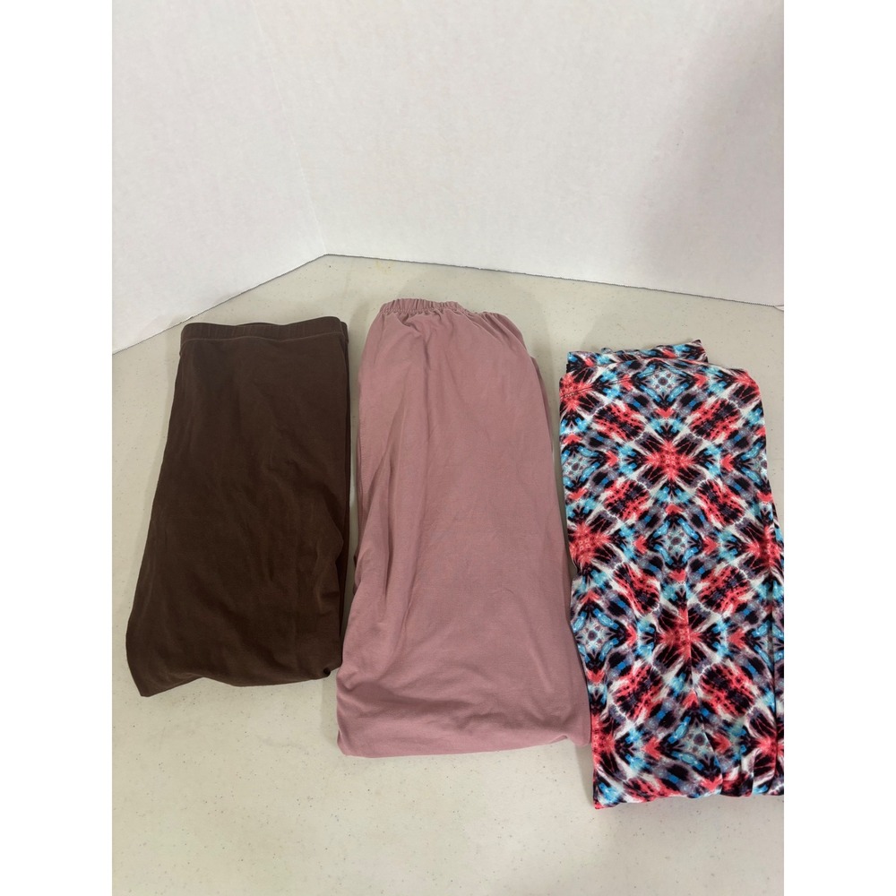 Set of 3 leggings Secret Treasures Pants Top Lounge Brown Pink Tie Dye XL